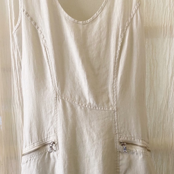 Inizio Linen Dress-Asymmetrical Hem-Cream-Size Med - Picture 2 of 8